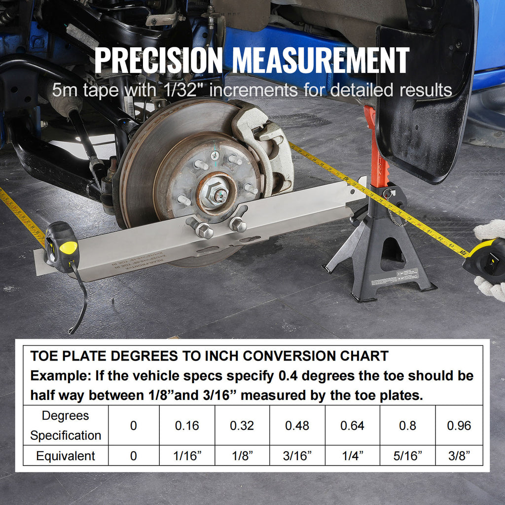 VEVOR Wheel Alignment Tool, 2 Pack Wheel Alignment Turntables, Stainless Steel Wheel Alignment Discs, Accurately Measure Tire Angles, Includes 2 Measuring Tapes and Conversion Chart
