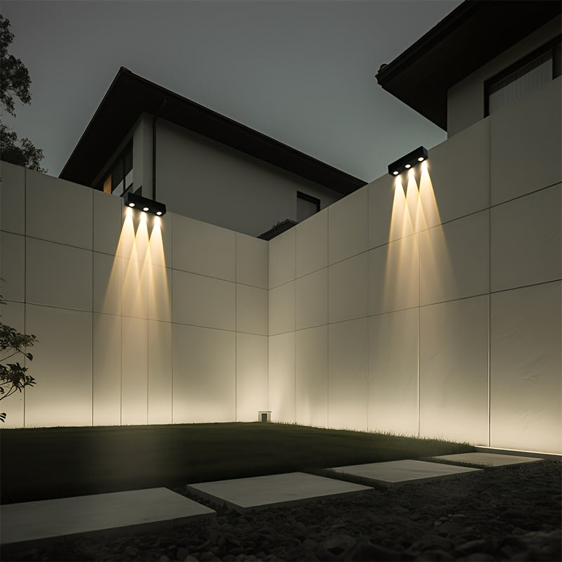 Modern Outdoor Solar Wall Washer Light, Fence Garden Courtyard Warm White LED Solar Light, Suitable for Home and Garden Walls