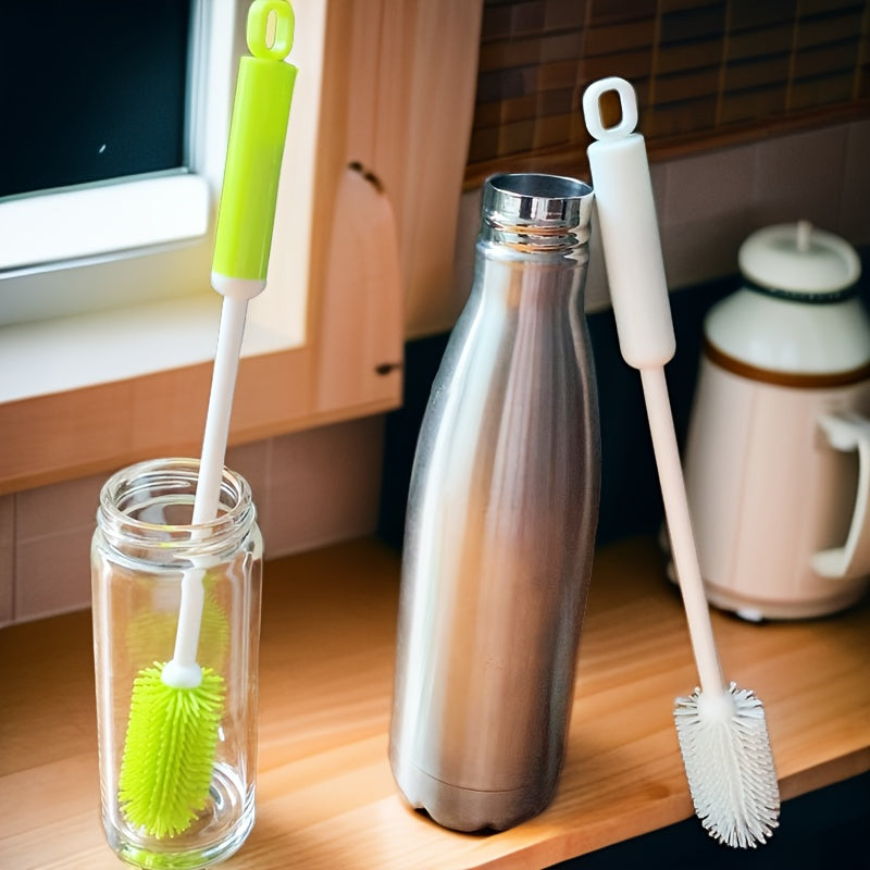 Multifunctional Household Silicone Cup Brush, Long Handle 360° Rotating Cleaning Brush, Ideal for Milk Bottle Coffee Cup Jar Kitchen Cleaning