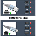 USB-C数据线，3条装[10英尺/3.3米/6.6英尺] 3A充电线，Type-C充电器数据线，尼龙编织USB-A转USB-C线，适用于三星Galaxy S10/S9/Note10/9/8、LG V20/G6