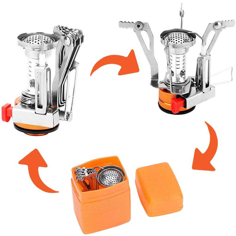 Portable Camping Stove – Windproof & Stable Support Backpacking Stove with Electric Ignition, Compact & Lightweight, Ideal for Outdoor Hiking, Backpacking & Camping Cooking