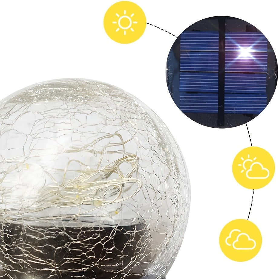 Solar Cracked Glass Sphere In-Ground Light, Outdoor Courtyard Lawn Ground Insert Light, Indoor Tabletop Ambient Decorative Light, Waterproof Landscape Light, 2-in-1 Solar Powered Night Light