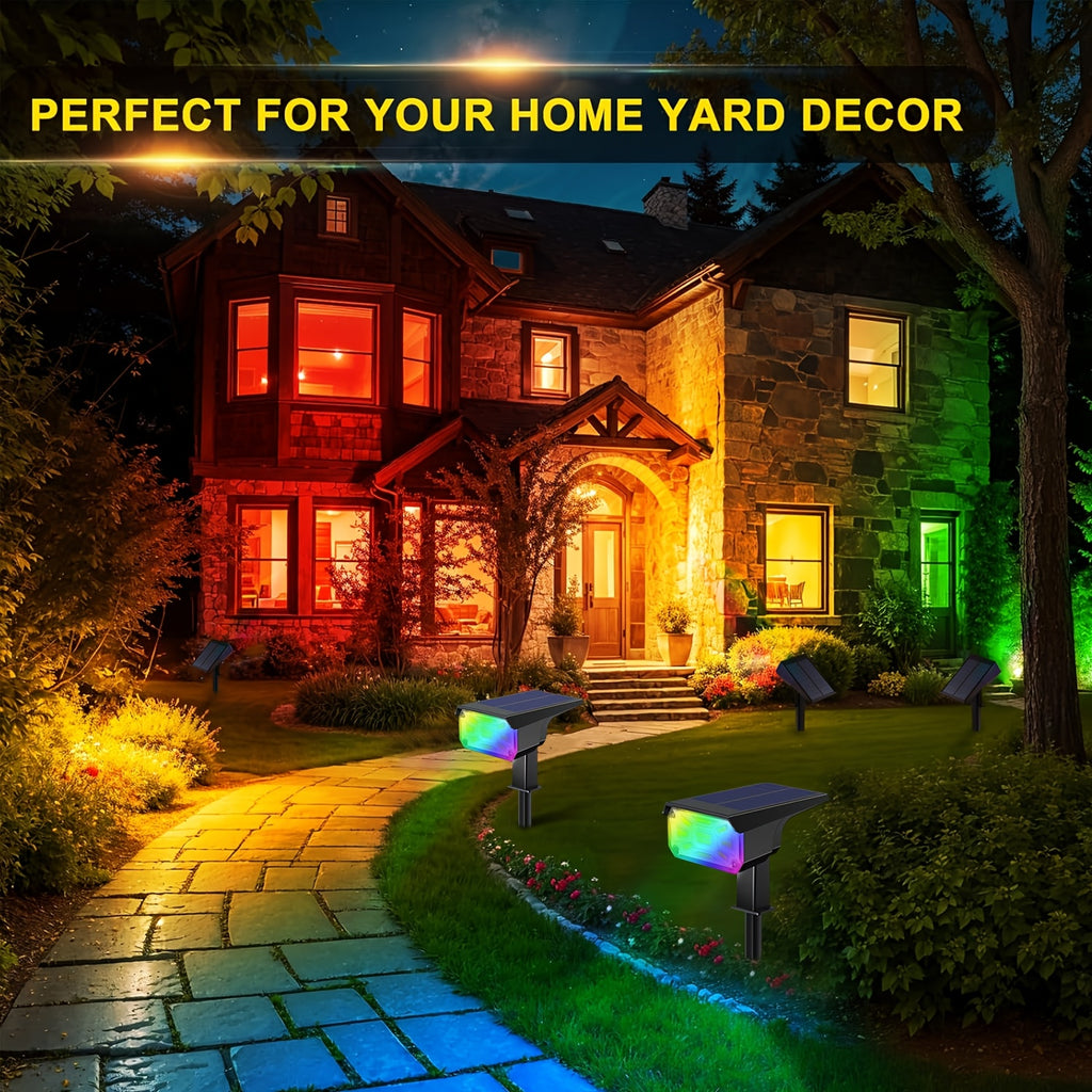 4/6-pack solar outdoor spotlights, light-sensing solar landscape lights, automatic on/off, two modes: wall light/grass light, perfect for Independence Day, Ramadan, weddings, holiday party lights – suitable for wall
