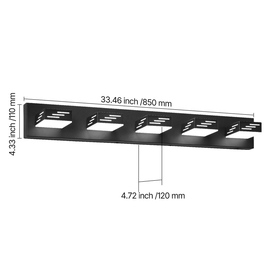 VEVOR 3/4/5/6-Light LED Modern Bathroom Wall Lamp 19.69/25.6/33.5/40.2-Inch Wall Light