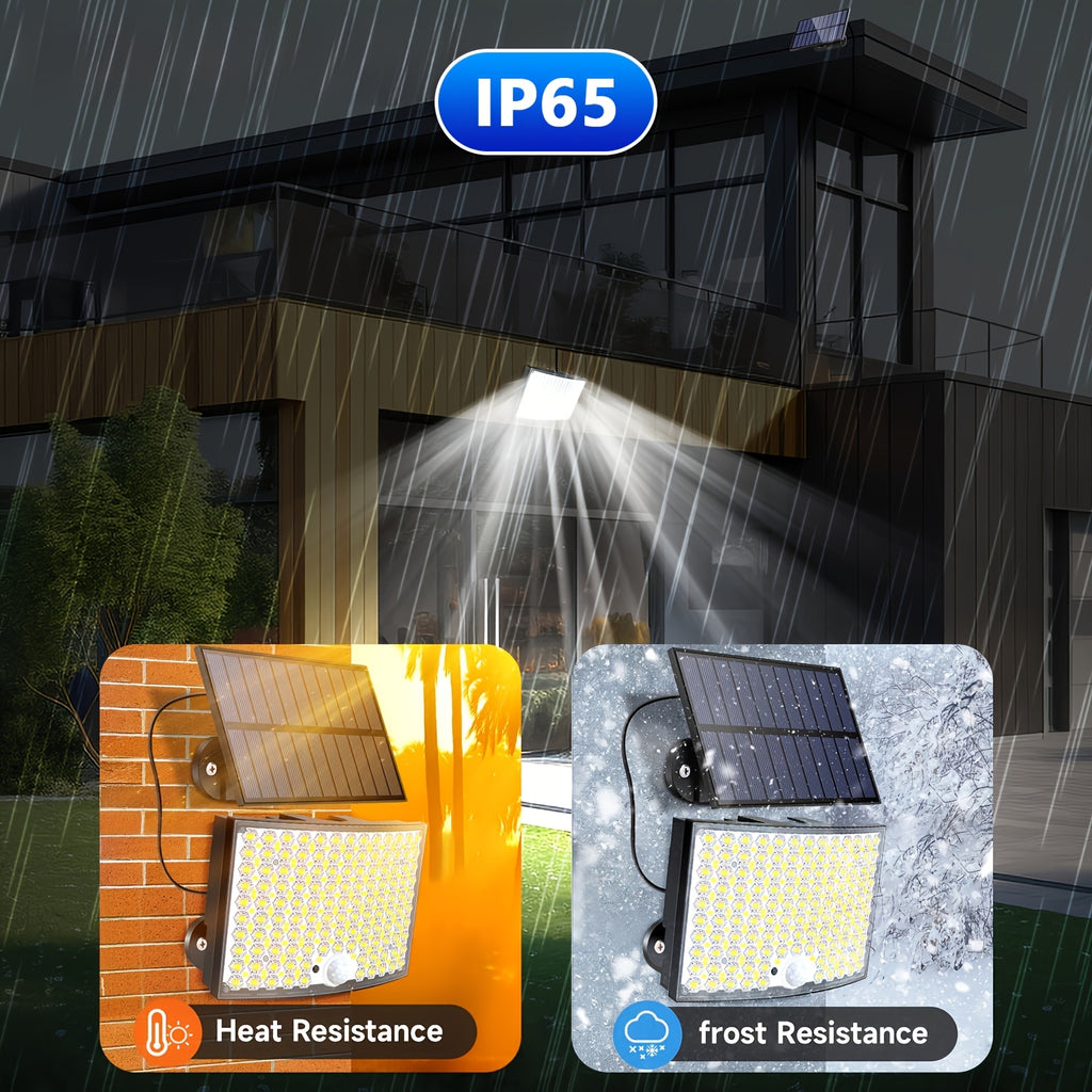 1/2 Pack Solar Outdoor Light, IP65 Solar LED Spotlight with 5 Lighting Modes / 196.85-Inch Cable, 268 LED High-Brightness Security Light with Remote Control, Motion Sensor Floodlight Wall Light with 3 Modes, Perfect for Garden, Courtyard, Pathway