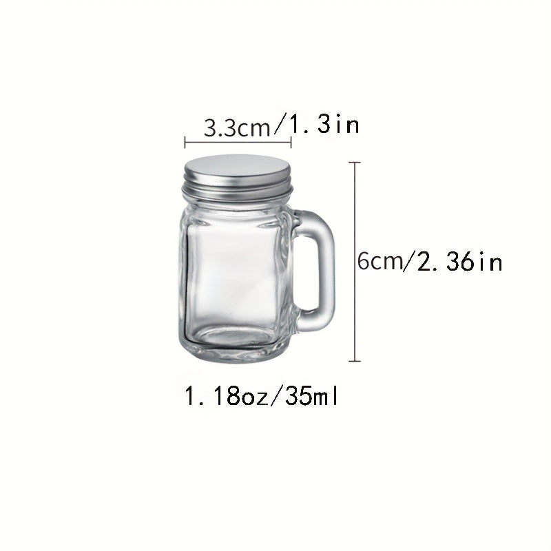 6pcs & 12pcs Mini Handle Cup 1.18oz Italian Espresso Cup – Glass Material, Easy to Carry – Perfect for Espresso – Sealed Glass Bottle for Camping