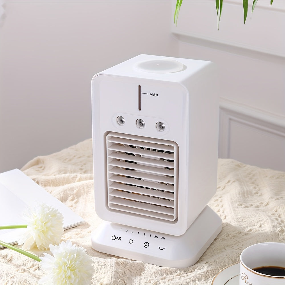 Mini Desktop Fan Spray Humidifying Oscillating Fan, USB Plug-in Touch Control Small Fan, 3 Speed Levels with Timing Function
