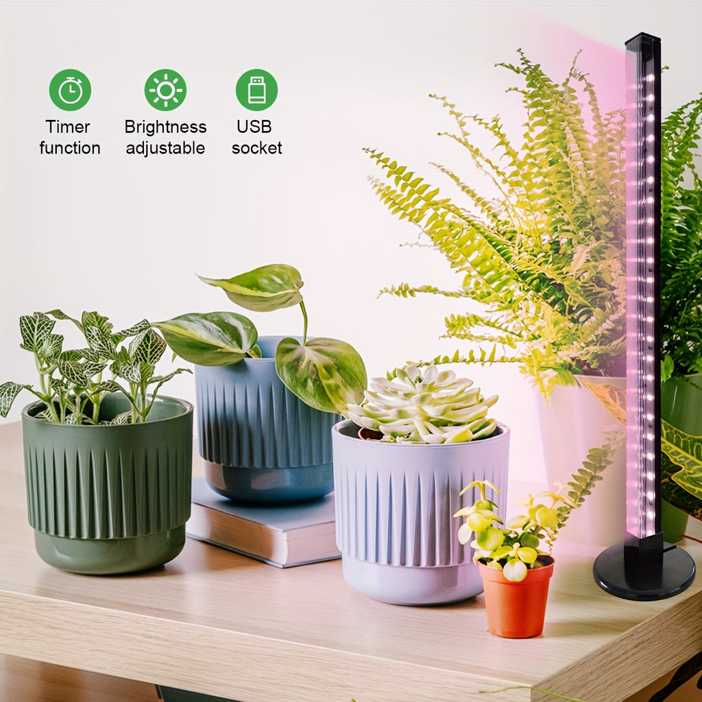 Indoor Full Spectrum Plant Grow Light, USB Desktop Plant Supplement Light, 2/4/8H Auto Timer, Dimmable Brightness, Ideal for Succulents and Small Plants
