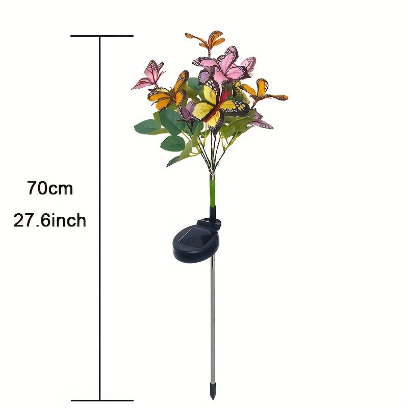 One/Two Piece Solar Butterfly Tree Light Outdoor Courtyard Decoration Butterfly Lawn Ground Insert Light Colorful Light Simulated Butterfly Flower Light