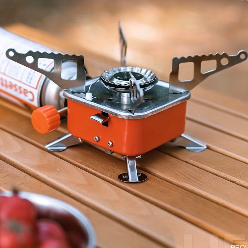 Portable Backpacking Camping Stove with Piezo Ignition, Windproof Design & Stable Base, Ideal for Outdoor Hiking and Picnic/