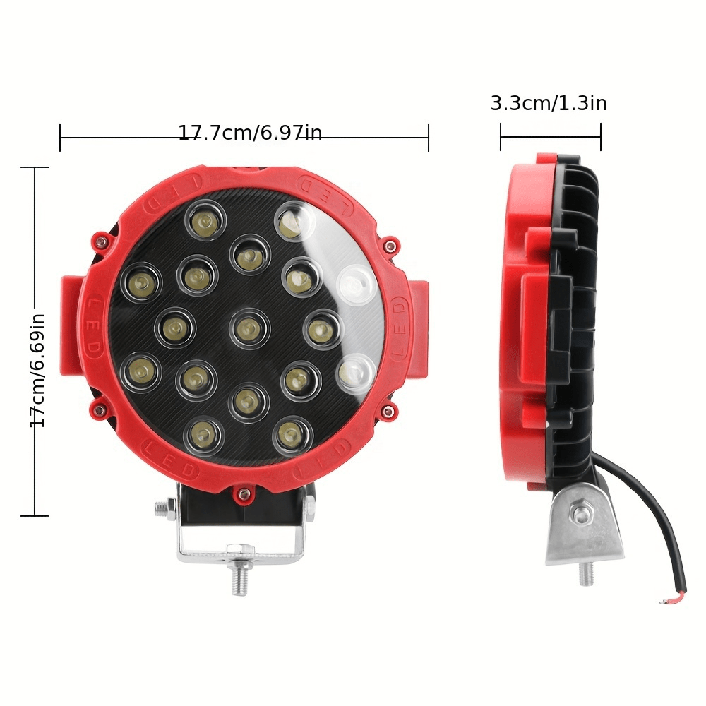 2-pack 12V 51W high brightness LED spotlight, car headlight, work light, suitable for trucks, jeeps, hummers