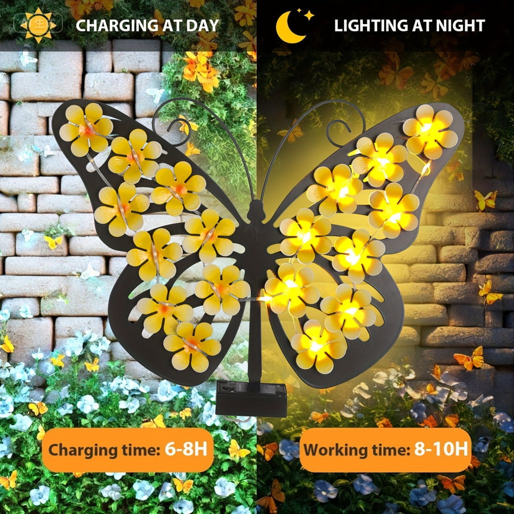 Solar Butterfly Wall Light - Vibrant Outdoor Decoration for Festivals and Gardens, Energy Saving, Illumination, Ni-MH Battery, Christmas Gift, Holiday Gift, Ambient Light for Garden and Outdoor Decor, Solar Wall Light, Perfect for Halloween & Christmas