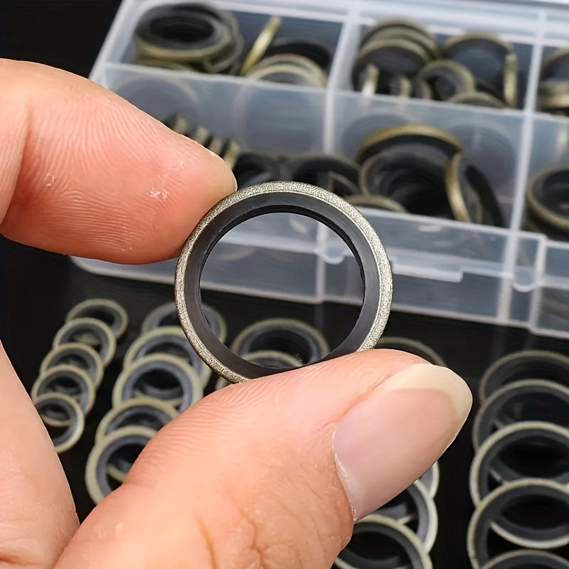 130-Piece Oil Drain Plug Gasket Set for Automotive - Includes Drain Bolt Washers, Rubber Gaskets & Replacement Seals in Sizes M6, M8, M10, M12, M14 & M16