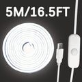 LQHZMYY 16.4英尺柔性LED霓虹灯带 - USB供电白色氛围照明，适用于室内外家居装饰、卧室、厨房、万圣节派对装饰（3.3英尺至16.4英尺），家庭内部灯光