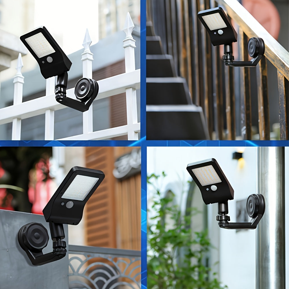 LED Solar Magnetic Light, IP44 3-Mode Adjustment, with Motion Sensor, 360° Rotatable Lamp Head, Easy Installation, USB and Solar Powered, Perfect for Garden, Porch, Camping, Emergency Lighting