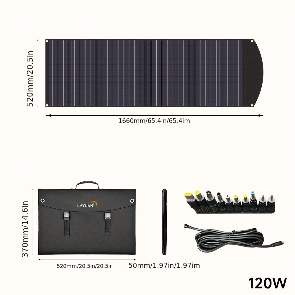 LVYUAN行動式單晶120W/200W 36V太陽能板，超輕摺疊型MC4聯結器電源站用太陽能充電器套件，適用於戶外露營RV離網系統