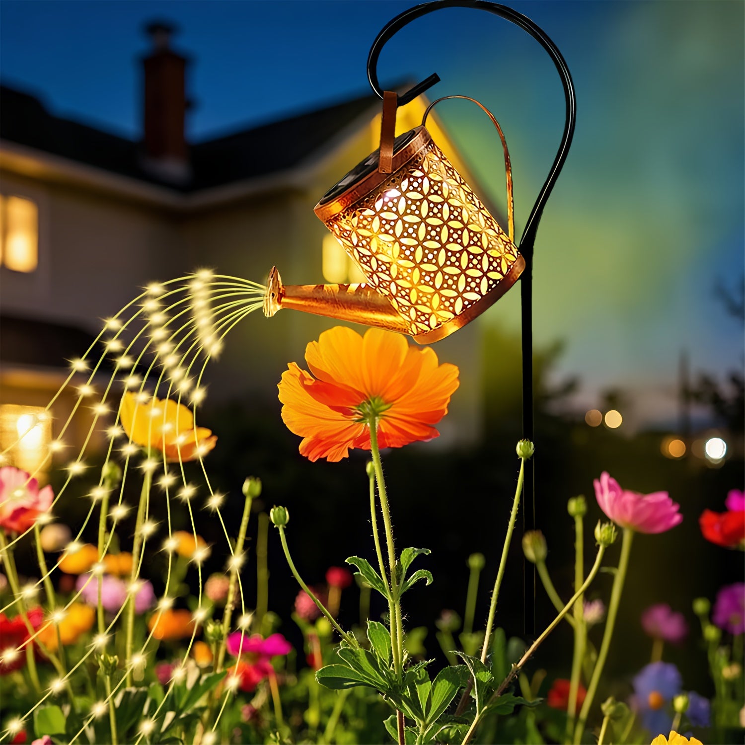 1pc Solar LED Kettle Light, Solar Garden Light, Solar Decorative Light, Outdoor Solar Hanging Light, Metal Solar Landscape Light, Perfect for Decorative Lighting of Courtyard, Garden, Lawn, Patio, Terrace, Pathways, Streets.
