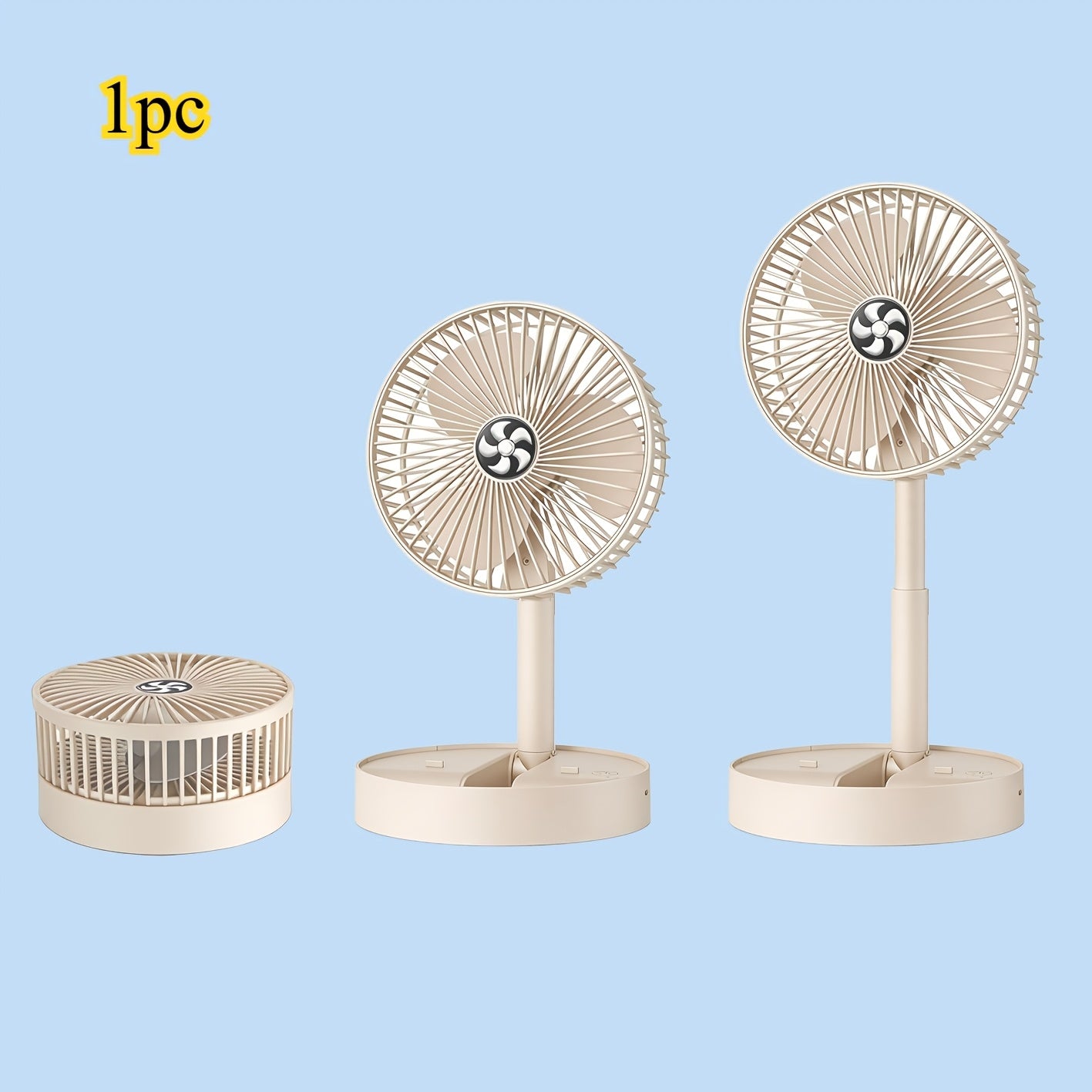 3-Speed Adjustable Foldable Silent USB Charging Wireless Desktop Fan, Portable Air Circulation Fan with 1200mAh Large Capacity Long Lasting Battery, Perfect for Kitchen Camping Dormitory Office