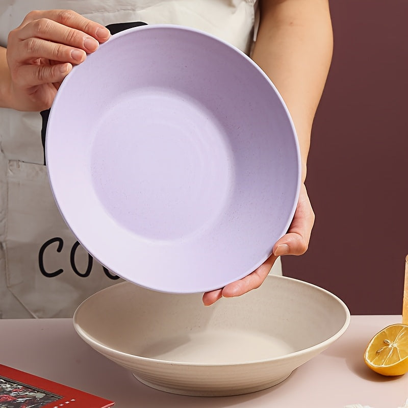 5 Pieces, 9-Inch Deep Large Capacity Dinner Plate, Pasta Plate, Dessert Plate, Salad Plate – Perfect for Home, Dormitory, Kitchen, Restaurant, Parties – Tableware Accessories, Kitchen Supplies – 5 Colors