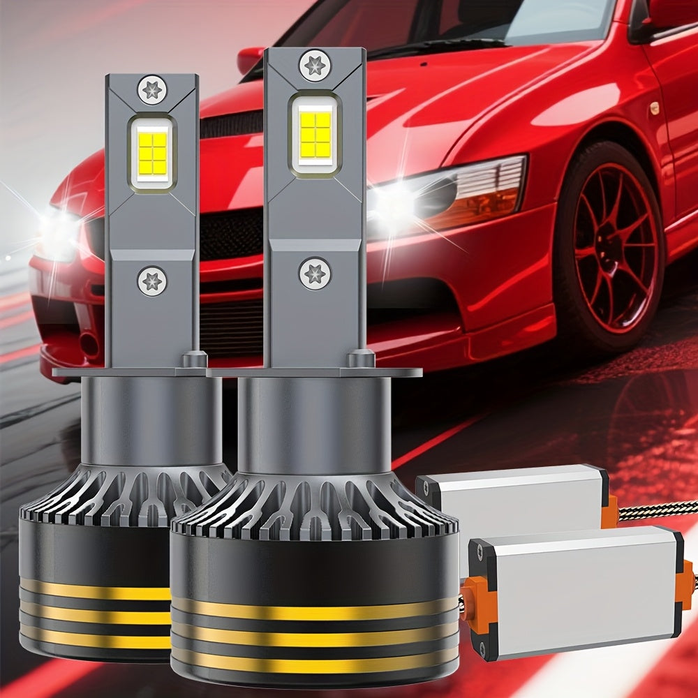 2PCS LED Motor Vehicle Headlight Bulbs, H7-QF009 H4/9005/H1/H4/9003/HB2/H11/9006/H1/9012, 3570 Chip, 800% Brightness, Easy Installation for Various Vehicles, with External Driver Canbus Plug-and-Play