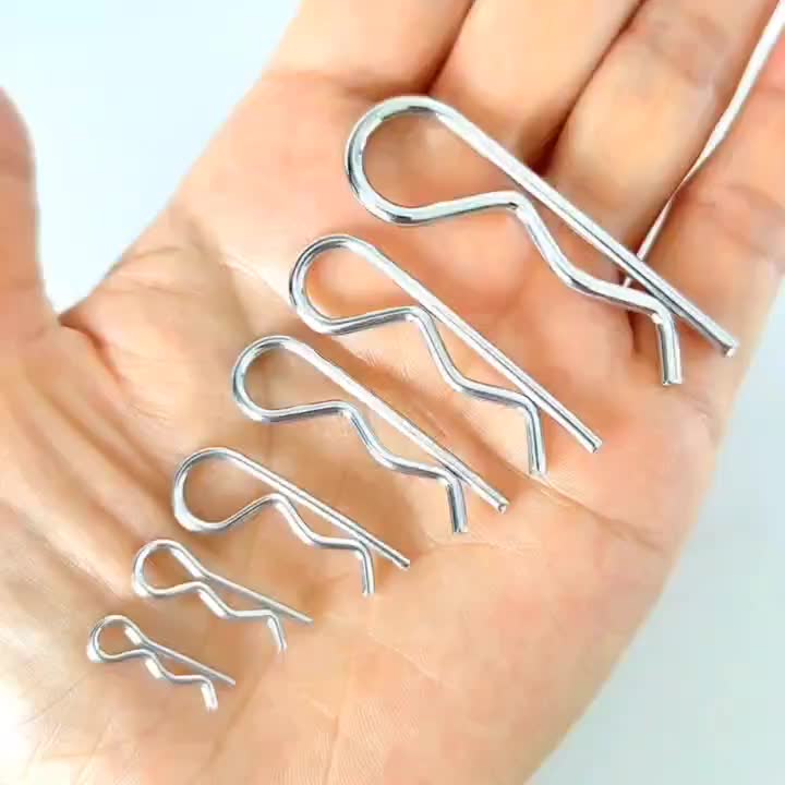 50PCS R-Clip Cotter Pin Assortment Kit – Heavy Duty R-Type Spring Fasteners, 6 Sizes Hardware Pins for Trailer Locking Pin, Trailer Clips, Lawn Mower, Truck, Mechanic‘s First Choice