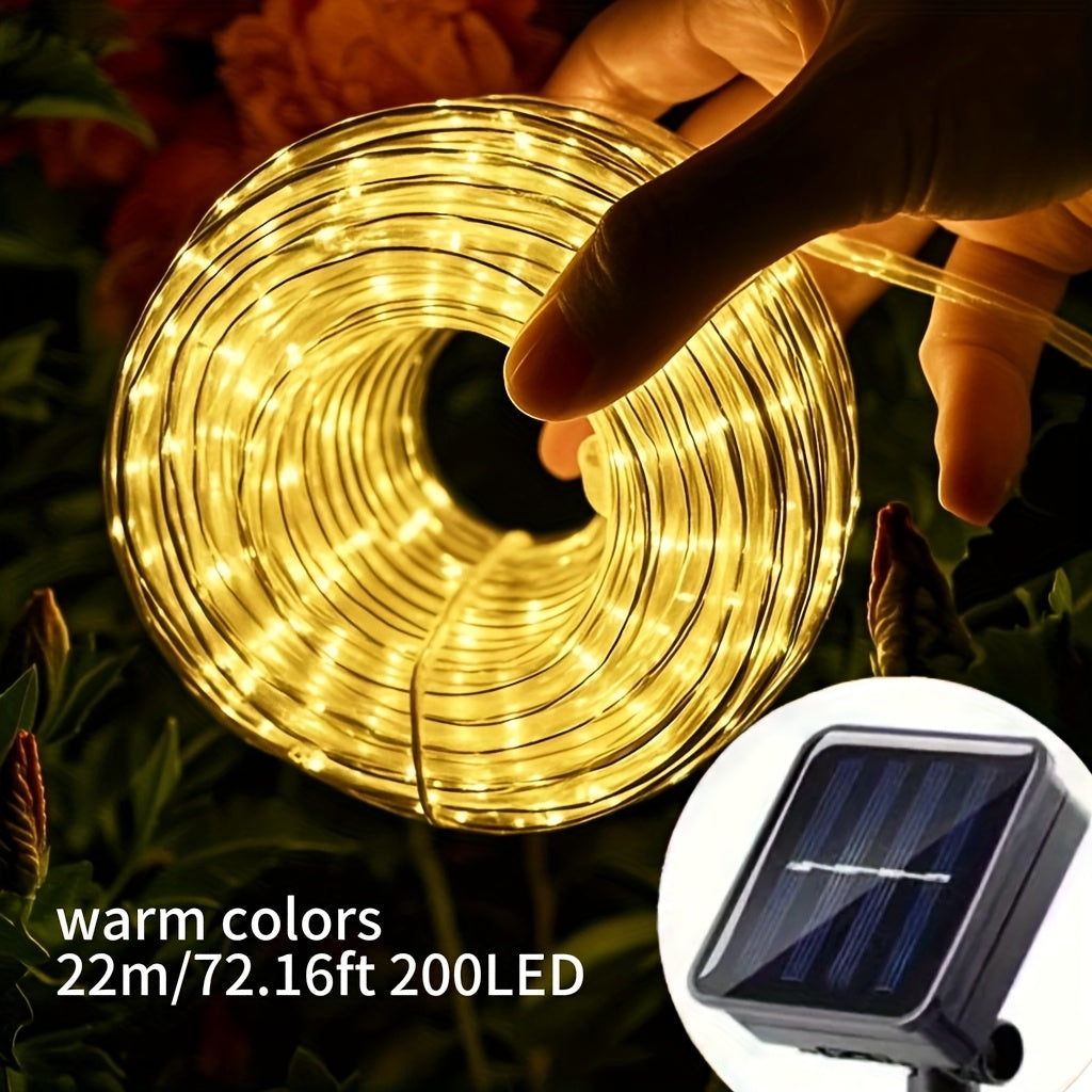 Solar LED tube light, 8 modes optional - 50/100/200/300 LED beads, new spring design, compatible with flexible wiring, specially designed for garden, wedding, Christmas decoration, supports solar charging