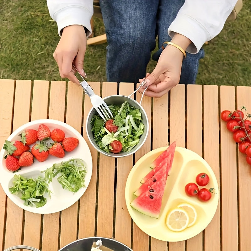 3-Piece Stainless Steel Foldable Knife Fork Spoon Set – Portable, Polished, Perfect for Outdoor Camping, Christmas, Easter, Father‘s Day, Labor Day – Foldable Spoon Fork Knife Set