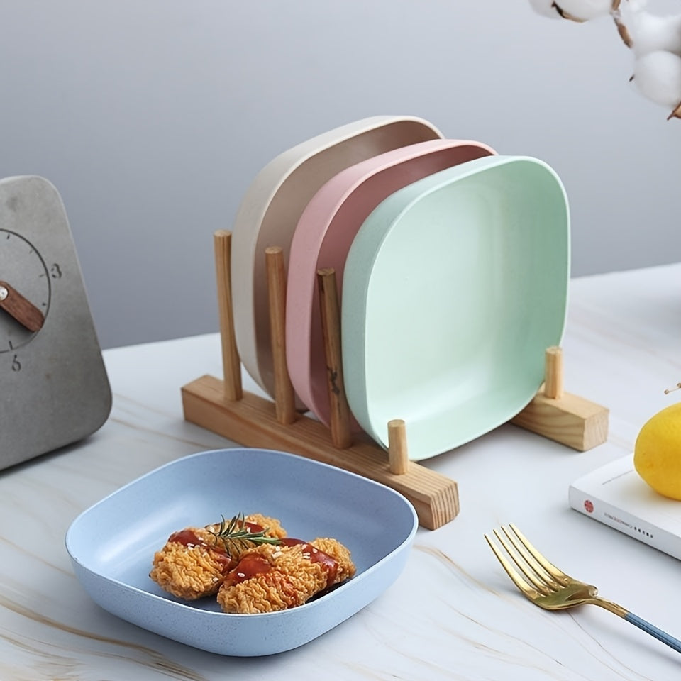 4/5Pcs Square Deepened Plates, Thickened Lightweight Dinner Plates, Microwave Safe & Dishwasher Washable, Easy Clean Stackable Shatterproof Tableware, Ideal for Fruit Salad Dessert Party Camping & Back to School