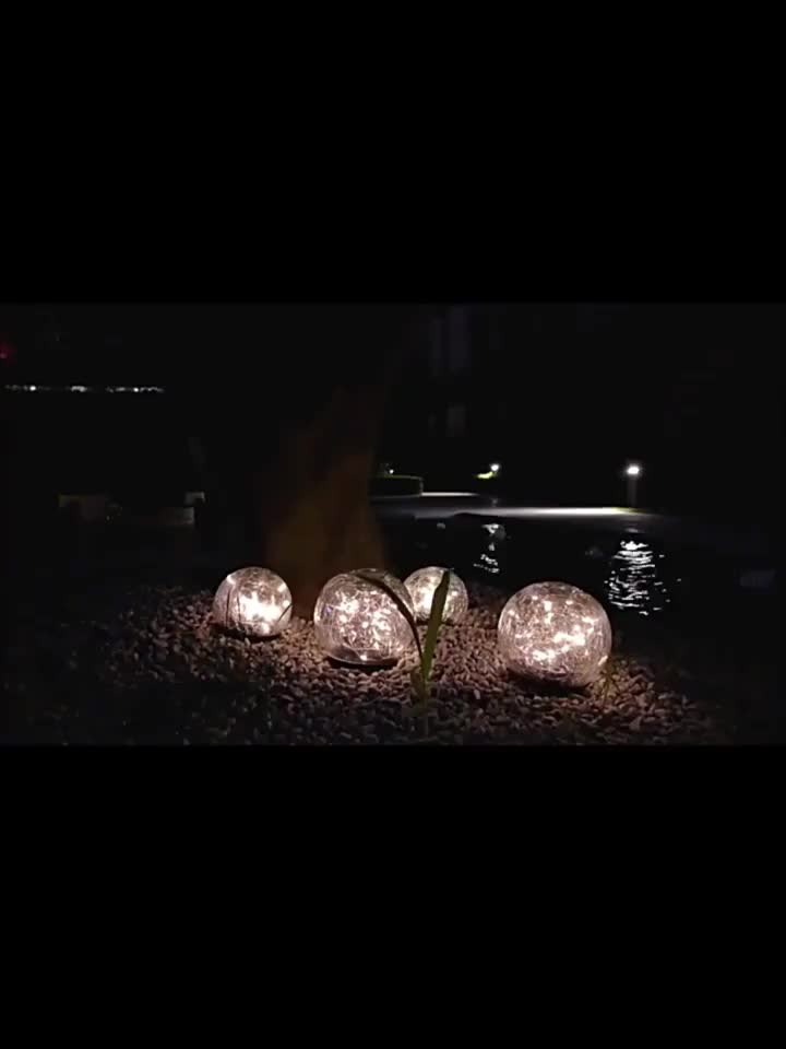 Solar Cracked Glass Sphere In-Ground Light, Outdoor Courtyard Lawn Ground Insert Light, Indoor Tabletop Ambient Decorative Light, Waterproof Landscape Light, 2-in-1 Solar Powered Night Light