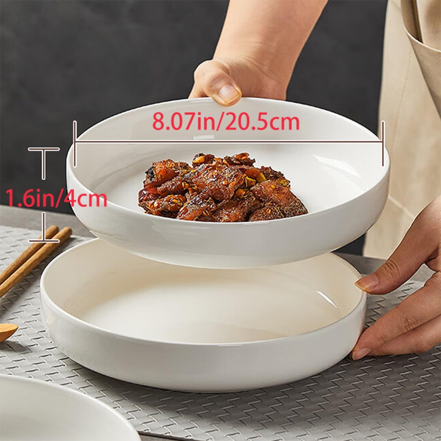 Pasta Bowl, Bowl Plate, Low Bowl, Plate Bowl, Ceramic Large Shallow Bowl, Microwave & Dishwasher Safe, Perfect for Soup