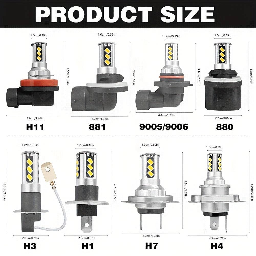 2 High/Low Beam LED Headlights, 55000 Lumens, Strong Penetration, Low Energy Consumption, 5000K White Light, Compatible with 9005/HB3/9006/HB4, H1G110, H3, H7, H11, 200W High Power, 880/881/H27, High/Low Beam