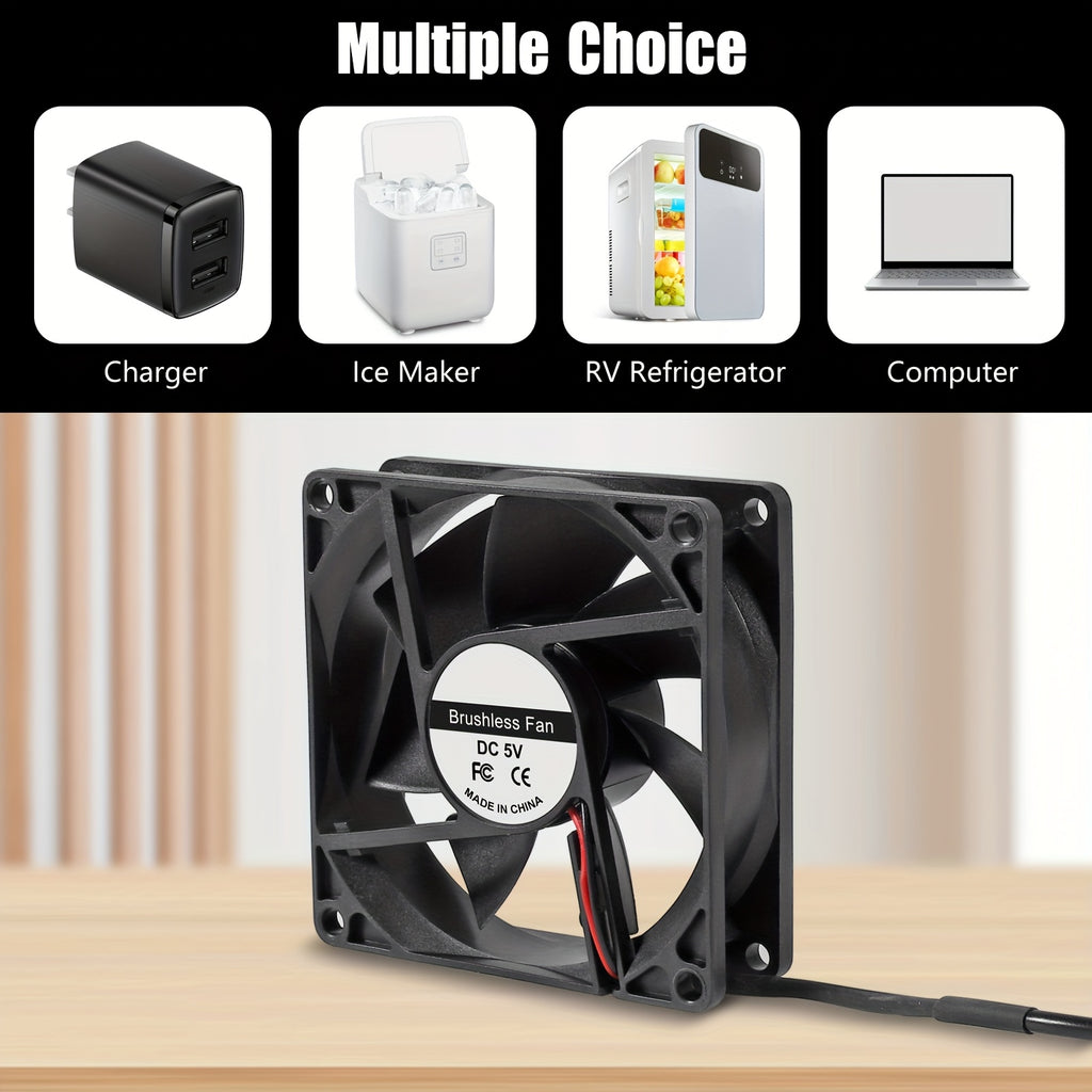 80x80x25mm DC 5V 12V 24V Brushless Cooling Fan, 2-Pin High Performance Ultra Quiet 8025 Fan for PC Case and Amplifier