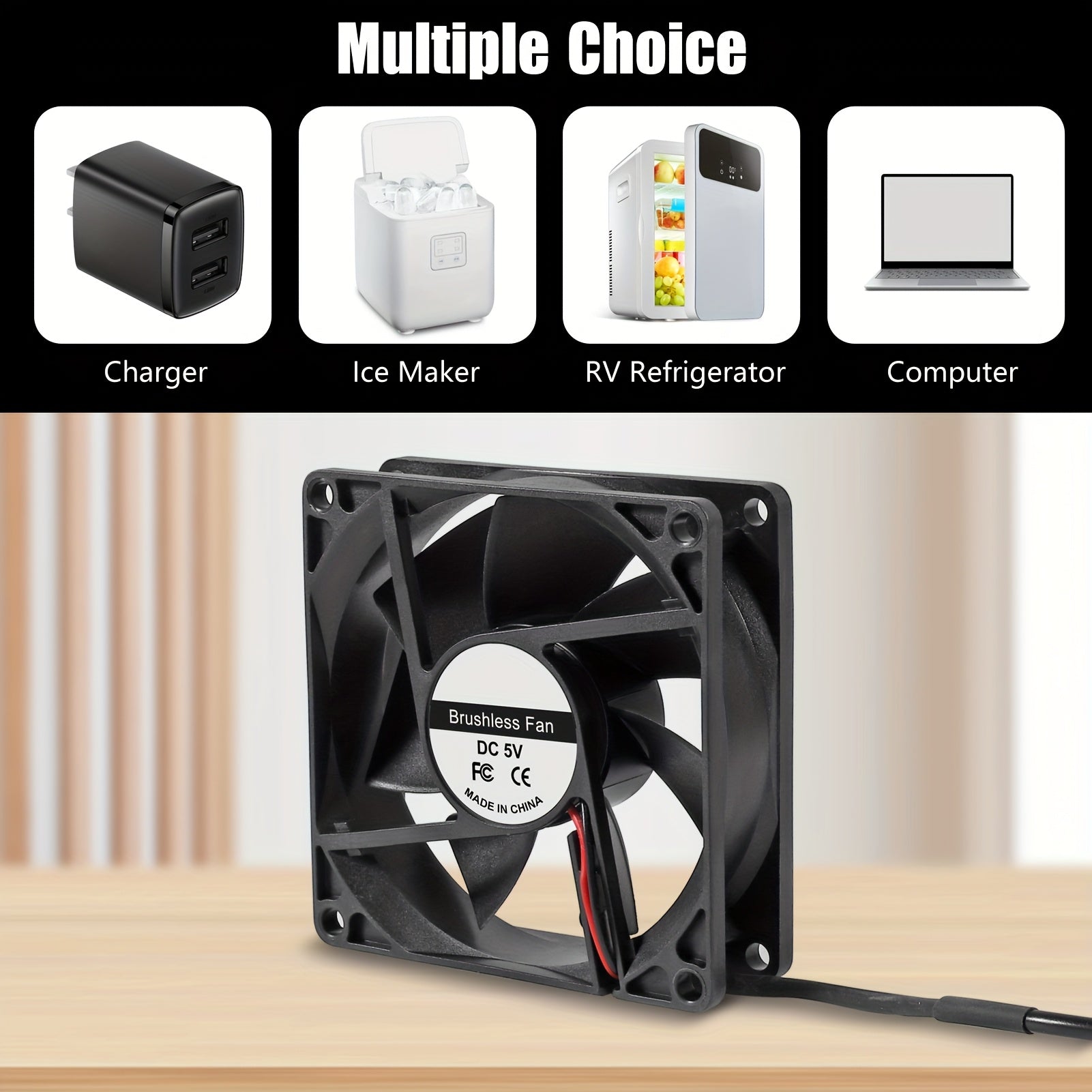 80x80x25mm DC 5V 12V 24V Brushless Cooling Fan, 2-Pin High Performance Ultra Quiet 8025 Fan for PC Case and Amplifier