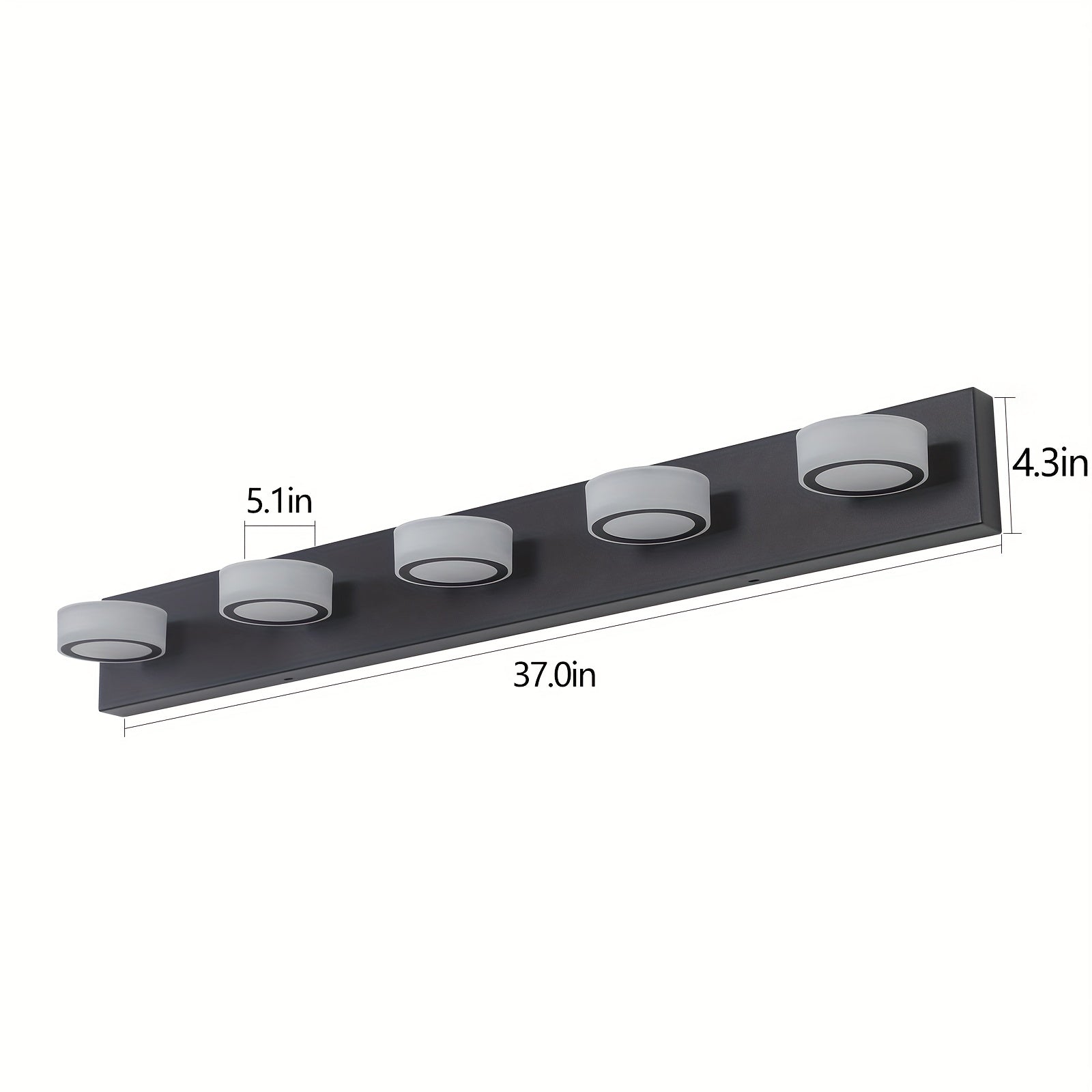 37-Inch 5-Light Bathroom Vanity Light, Elegant Modern Bathroom Wall Light, 360° Rotatable Vanity Light, with LED Light Source and Acrylic Shade, Dimmable, Suitable for Bathroom, Living Room, Bedroom (Black)