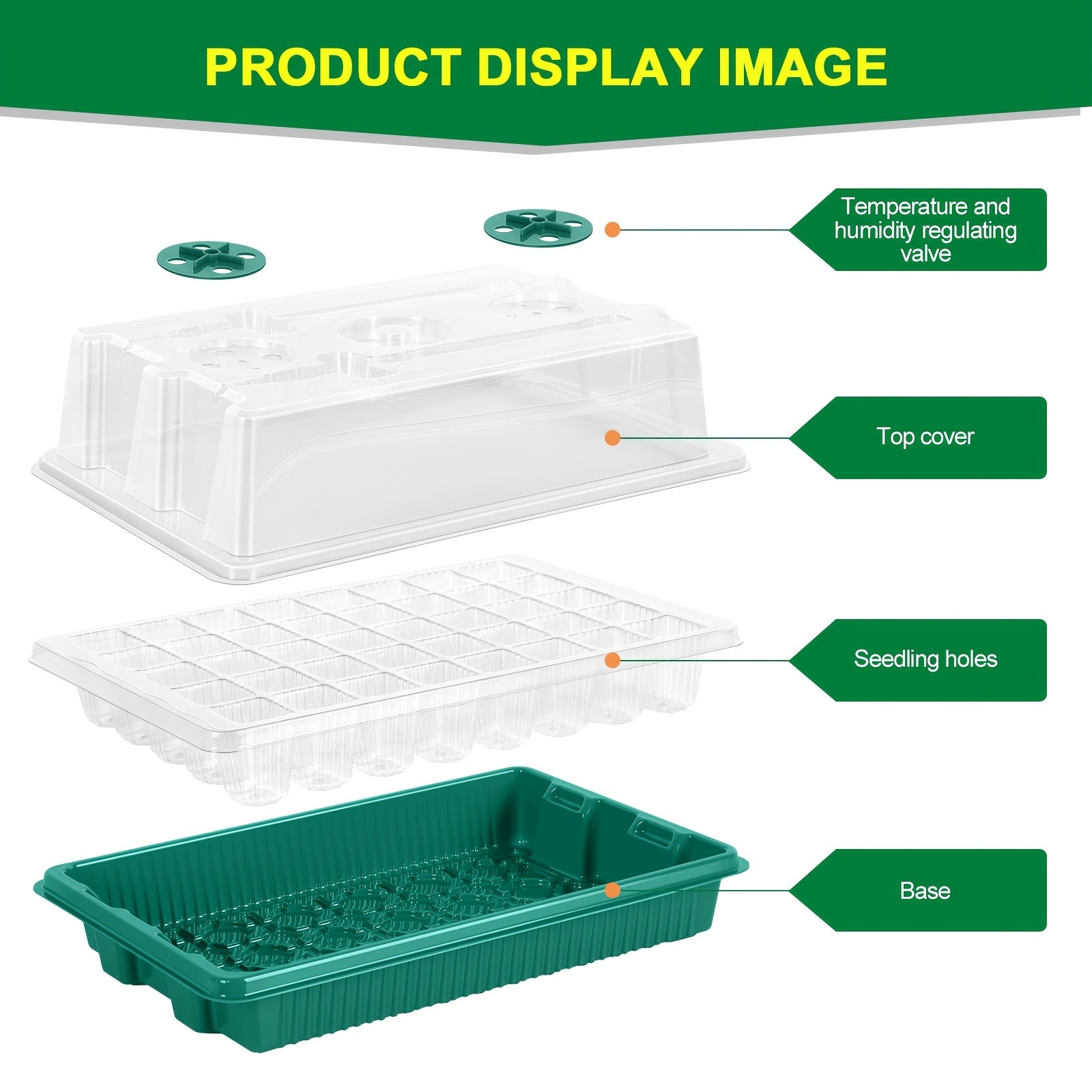 2 Pcs 40-Cell Seed Starter Tray Set with Grow Light | OYEAL Mini Greenhouse, for Seed Growth Germination, USB Powered, Plastic Material
