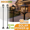 63" Solar Lamp Post 2 Pack, Glass Solar Post Lamp, Auto On/Off 3000K 20LM Warm White Light, Outdoor Waterproof Light, Outdoor Pole Light, Courtyard Floor Lamp, Warm White Light