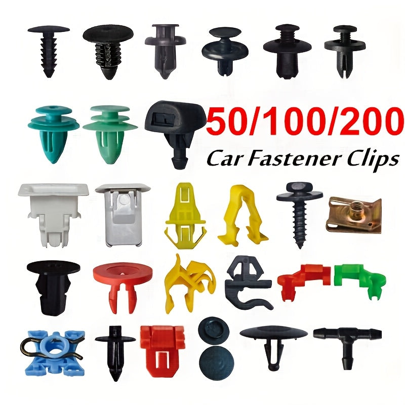 50/100/200-Piece/Set Durable Plastic Retainer Clips – For Car Fenders, Bumpers, Doors & Interiors – Push-Type Fasteners for Securely Fixing Panels and Liners