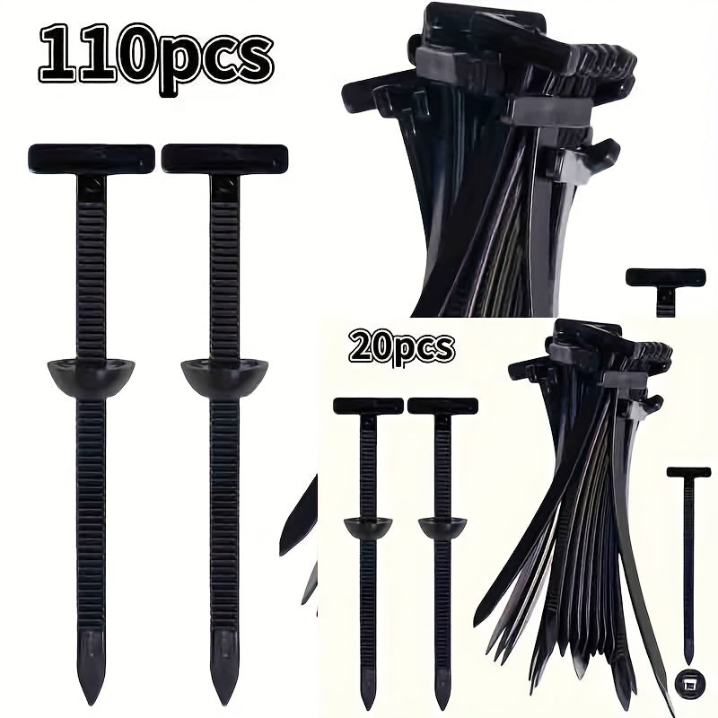 20PCS/110PCS Durable Self-Locking Nylon Cable Ties with Black Plastic Zipper Head - High Strength UV Resistant Fastener, Multi-Purpose Organizer for Auto Repair, Home, and Outdoor Use