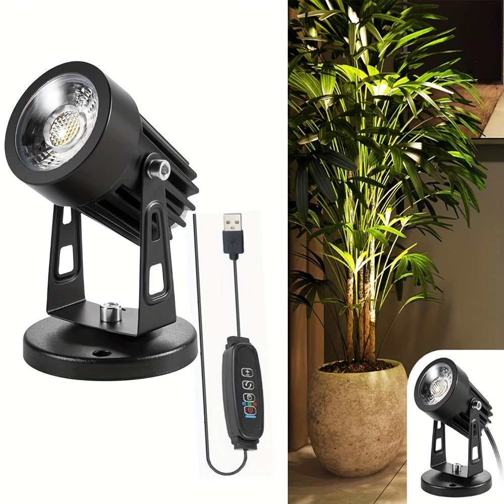 5W LED Plant Spotlight, Indoor Uplight with Timer, USB 5V Dimmable Adjustable Uplighting Lamp for Plant Art Decoration