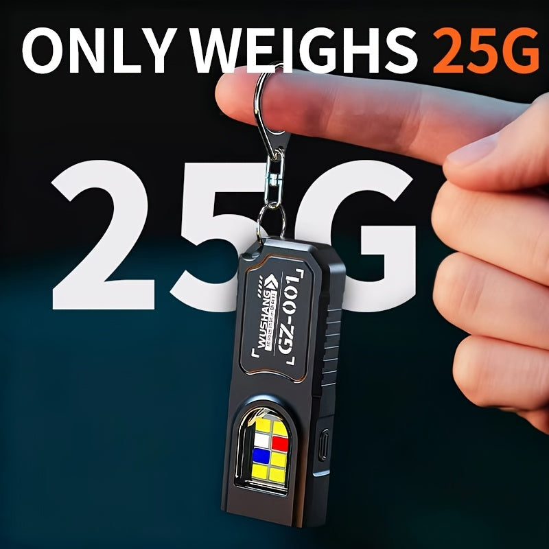High Lumen Ultra-Thin Flashlight, Keychain Light, Magnetic Base, Rear Clip Buckle with Hook, Dual Light Source, 5 Lighting Modes, Red Blue Strobe Side Light, Multifunctional Portable Camping Light