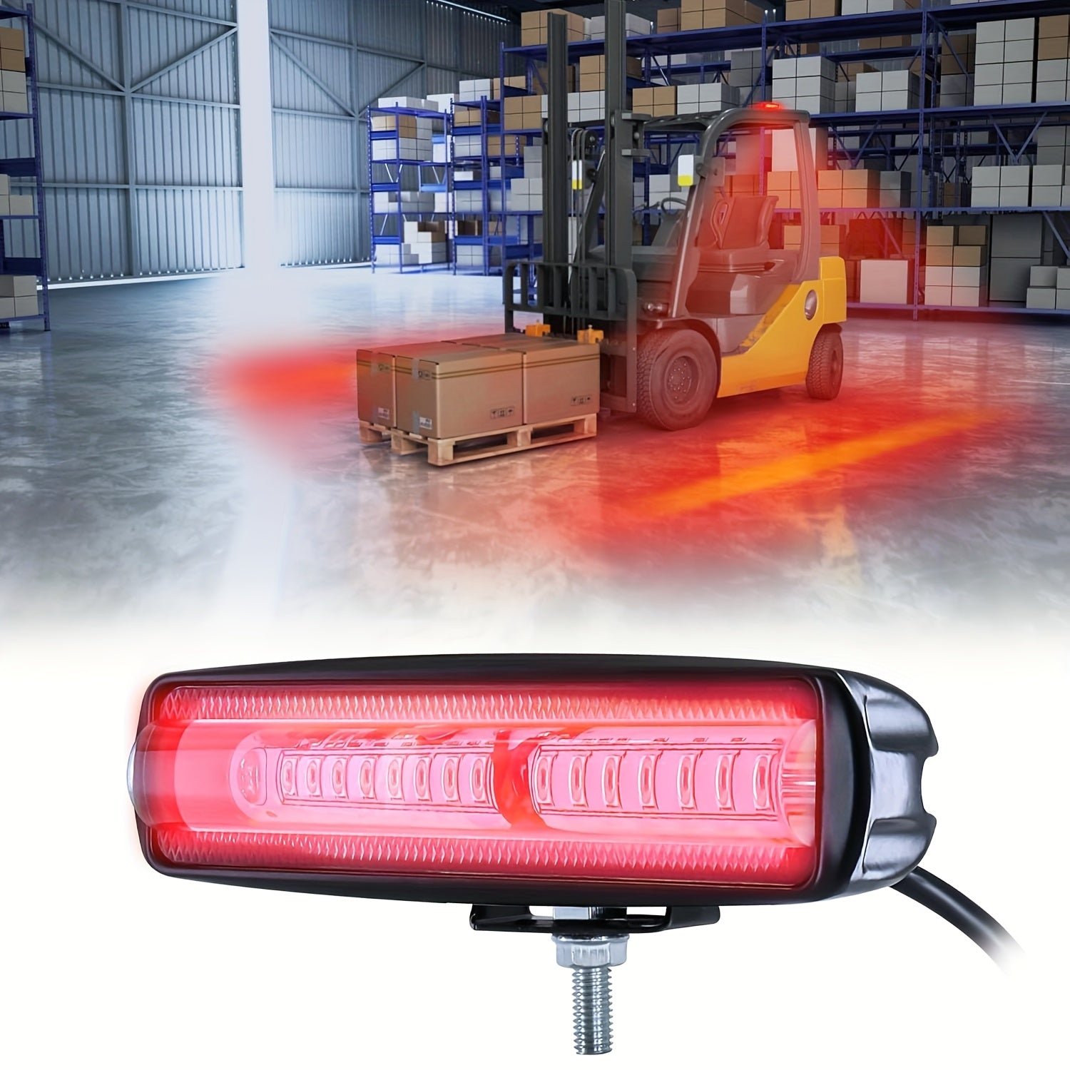 1/2-Pack LED Forklift Safety Area Light Bar, Linear LED Straight Line Light, Bracket Mounted, Wide Voltage Hardwired Available, Red Yellow Blue Optional
