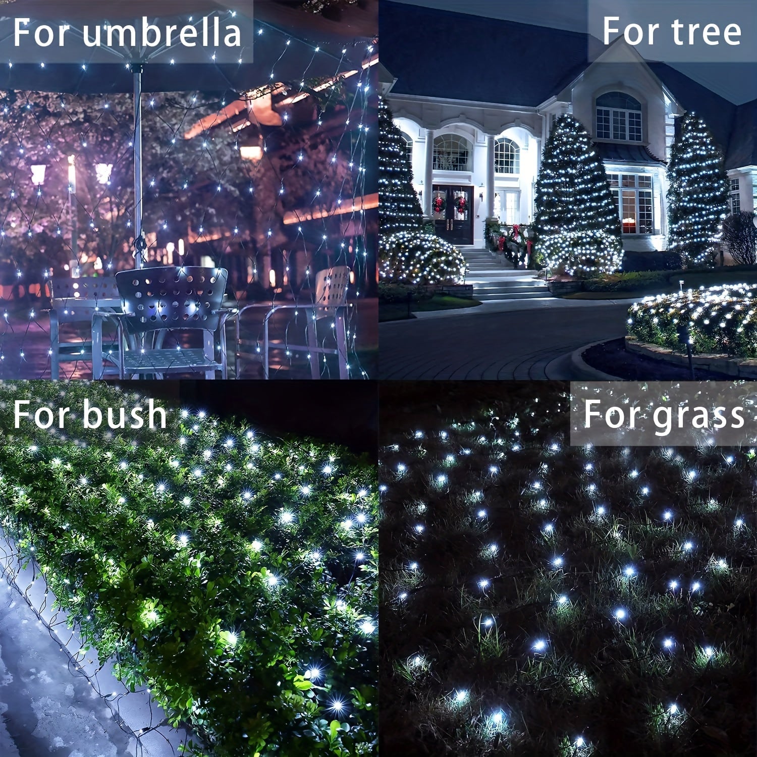 1包太阳能网灯-192 LED，9.8英尺x 6.6英尺8模式LED闪光网灯，适用于室外/室内使用-非常适合树木、景观、花园、屋顶、阳台、墙壁装饰-非常适合婚礼、生日、圣诞节、万圣节、派对 IP44