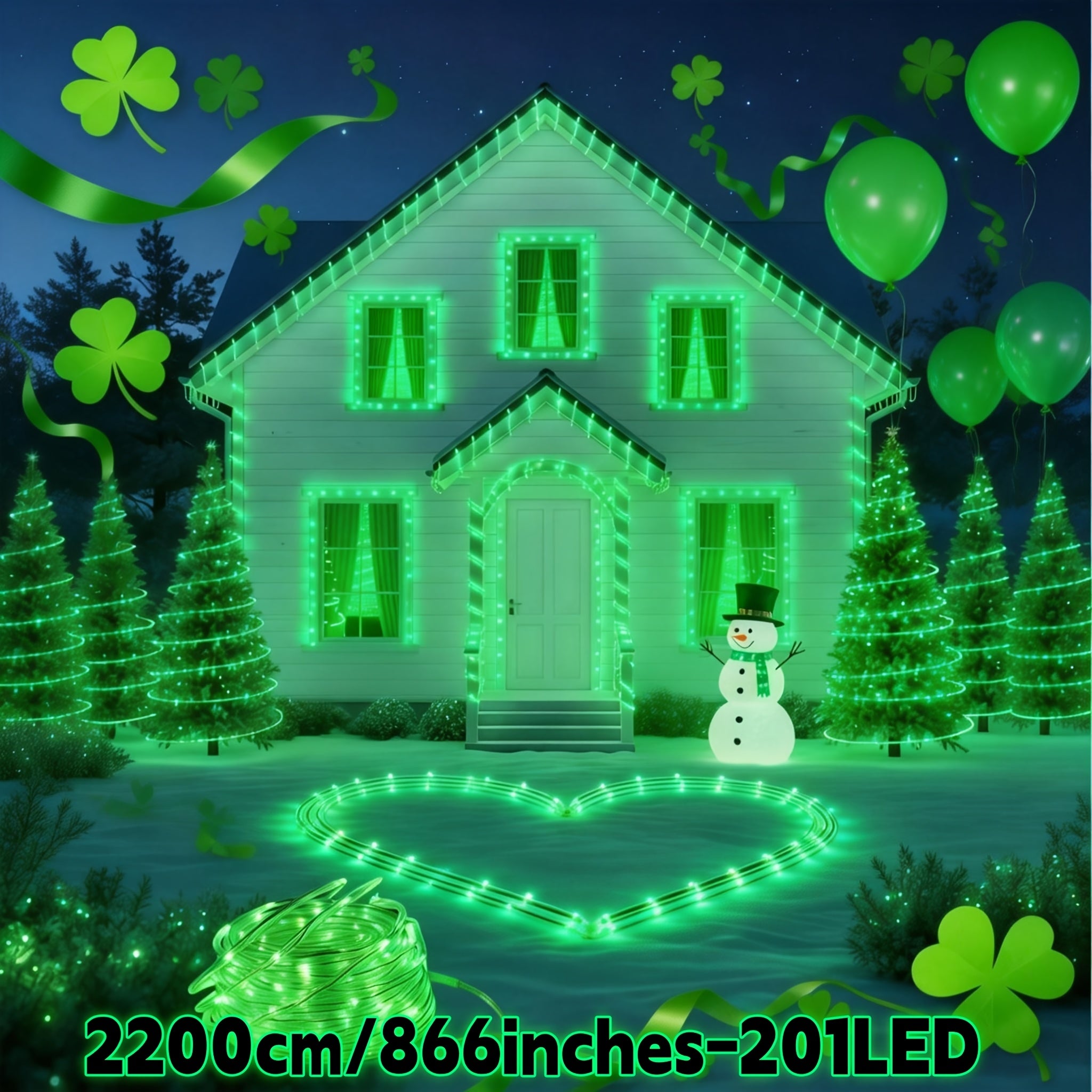 201/151/101/51 LED tube string lights | durable plastic flexible hose light, green, perfect for Valentine‘s Day decoration, home decoration, New Year‘s party, bedroom decoration, Christmas decoration and outdoor holiday lighting (IPX4)