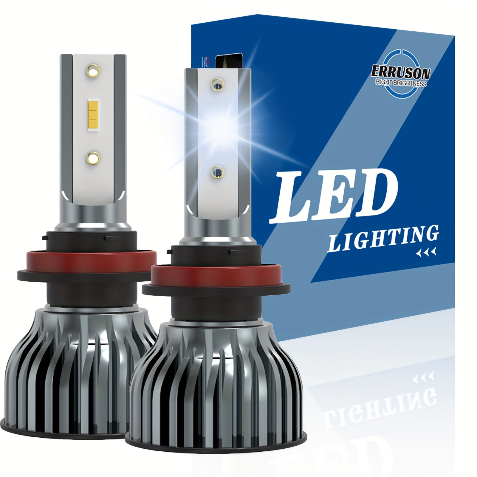 Erruson 2-Pack Dazzling Car Bulbs 9005/HB3 9006/HB4 H11 H4 H7 H1 High/Low Beam Dual-Use Turbo Light, 30000 Lumens 300W 3000K/4300K/6000K/8000K/25000K Car Light, 700% Brightness