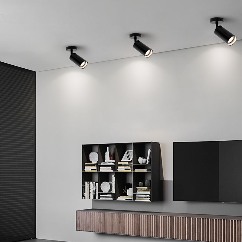 GU10 Base Modern Spotlight, Black/White, 350° Rotatable Ceiling Downlight, Indoor Focus Lighting Fixture for Clothing Store Showroom Kitchen Hotel Art Display, Bulb Not Included