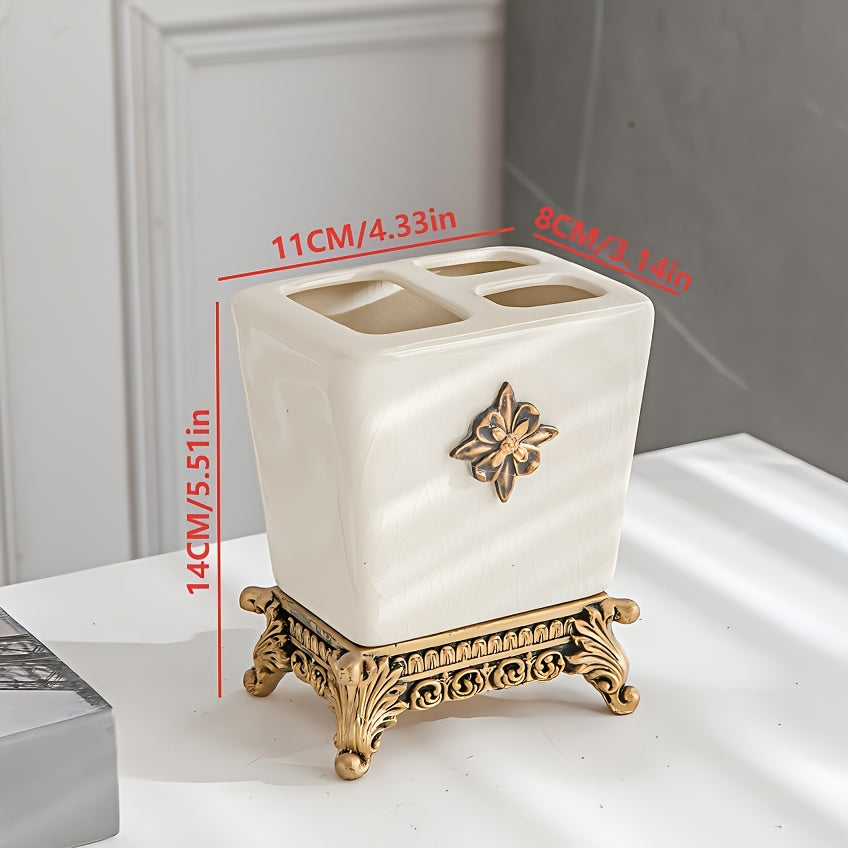 Light Luxury Simple W003 Ceramic Ice Crackle Creative Press Pump Bottle - Hotel & Home Bathroom Shower Gel & Hand Soap Dispenser, Toothbrush Holder, Soap Dish, Single Bathroom Accessory