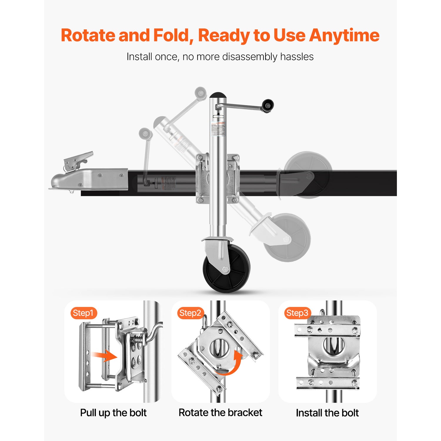 VEVOR Boat Trailer Crane Marine Heavy Duty Swivel Mount Tongue Crane 1000-2000 Lbs Load Capacity