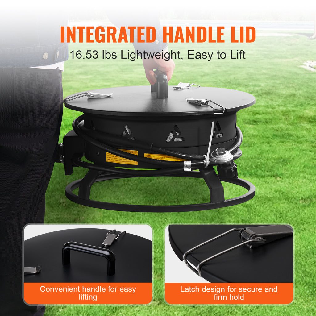 VEVOR Propane Fire Pit 19-Inch Outdoor Portable Gas Fire Pit Heater 58,000 BTU