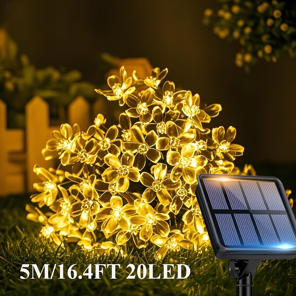 Solar Cherry Blossom String Light 100/50/20 LED Beads Flower Decorative Fairy Light Outdoor 8 Modes IPX4 Waterproof Fence Lawn Garden Trees Wedding Halloween Christmas Decorative Light