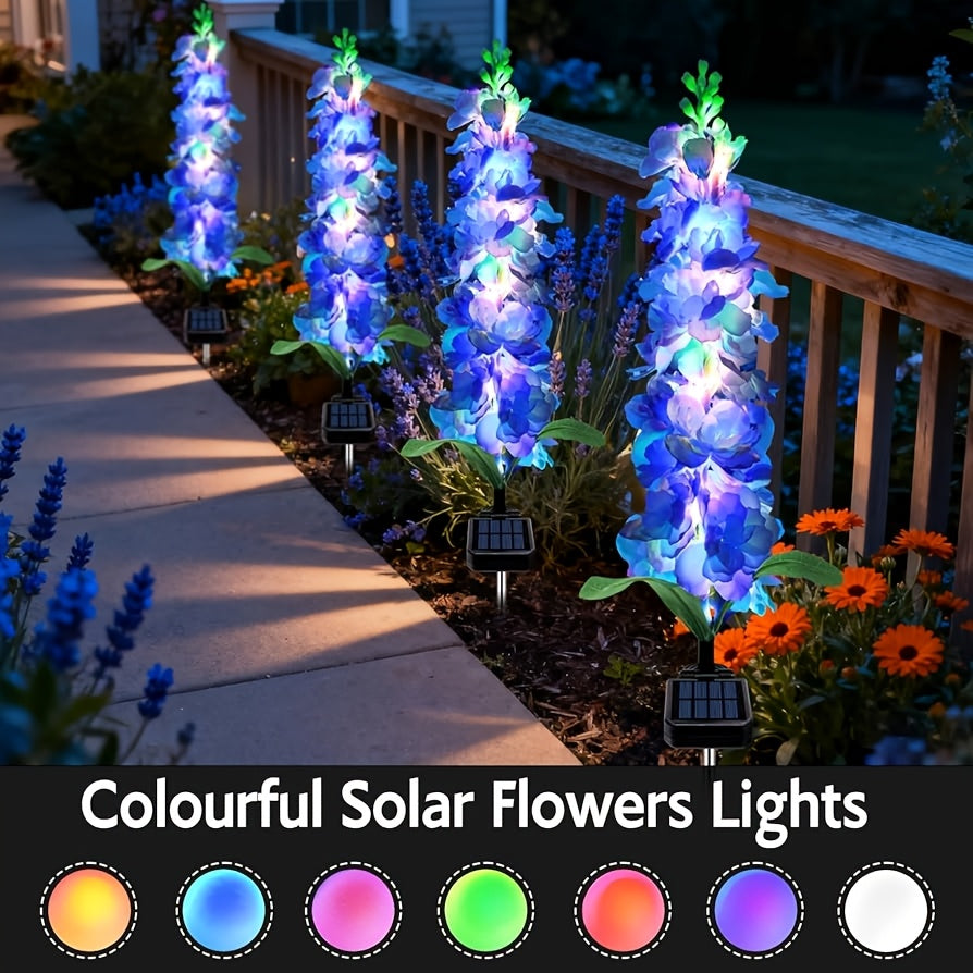 4pcs Solar Hyacinth Flower Light LED Artificial Flower Light Outdoor Decoration Courtyard, Garden Lawn Ground Insert Flower Light Gift for Mom Birthday Outdoor Decorative Landscape Lawn Garden Light